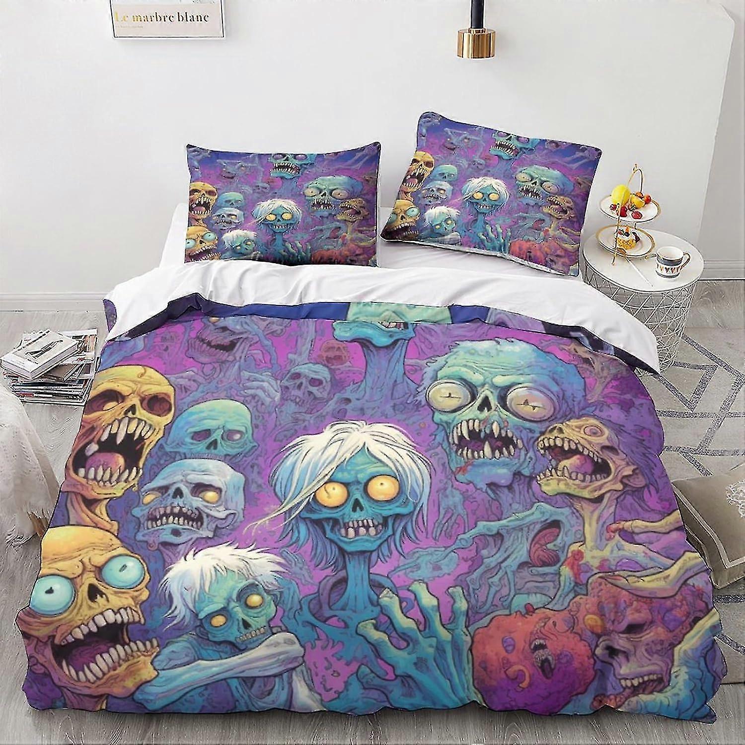 3D Cartoon Bedding Set with Microfiber Pillowcases & Zipper Closure Quilt Case, Vintage Car Print for King Size