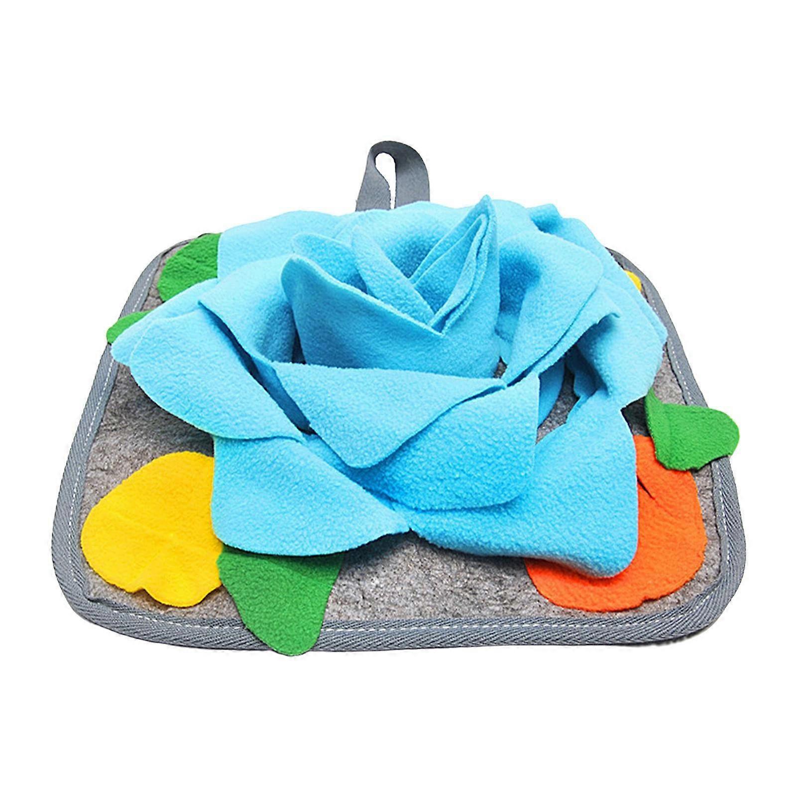 Rabbit Feeding Mat 11.81 x 11.81 Inch Toy for Foraging for Rabbits, Dispenser for Dogs for Slow Eating Indoors Promotes Natural Foraging Blue