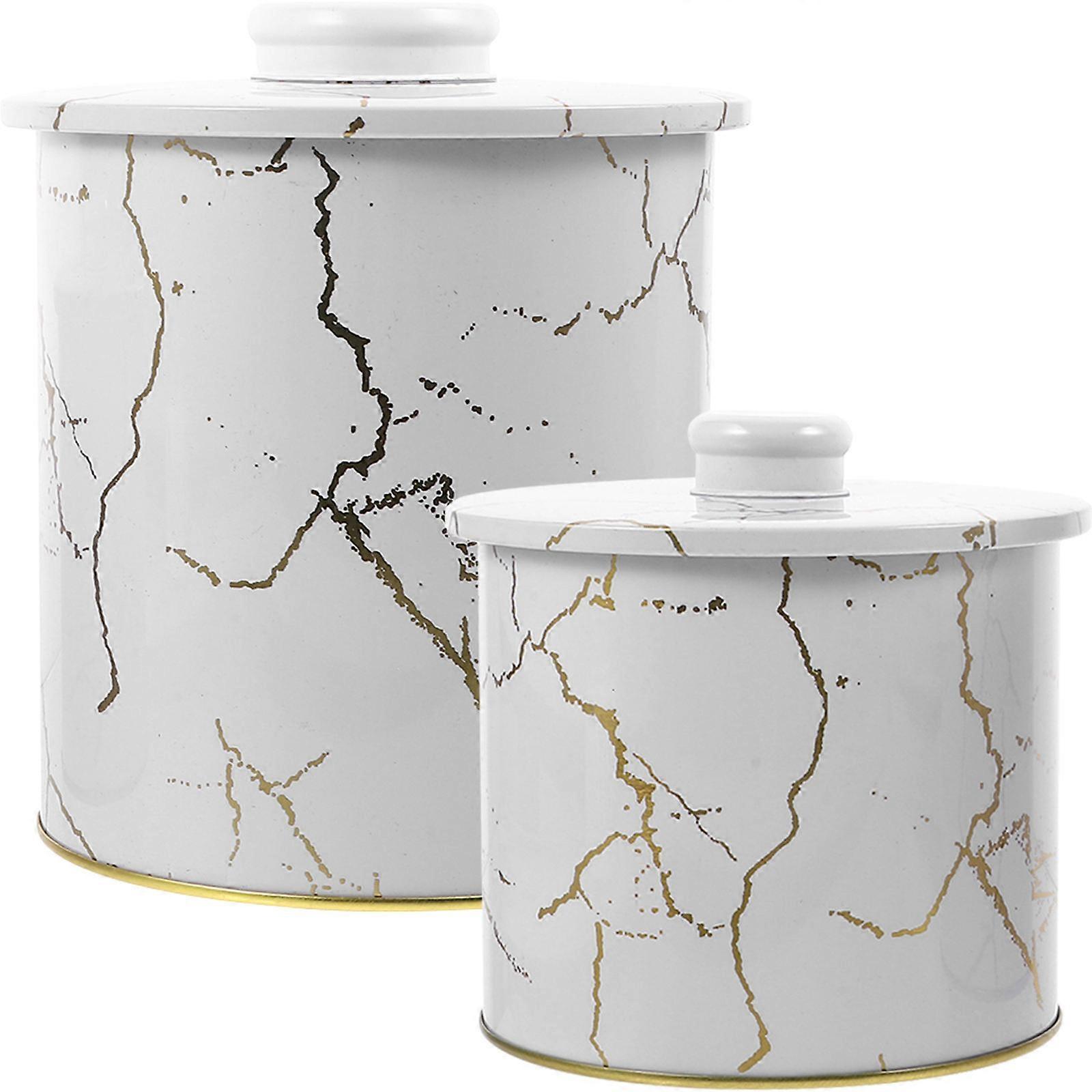 Bread Box 2Pcs White Iron Construction for Home Bread Storage