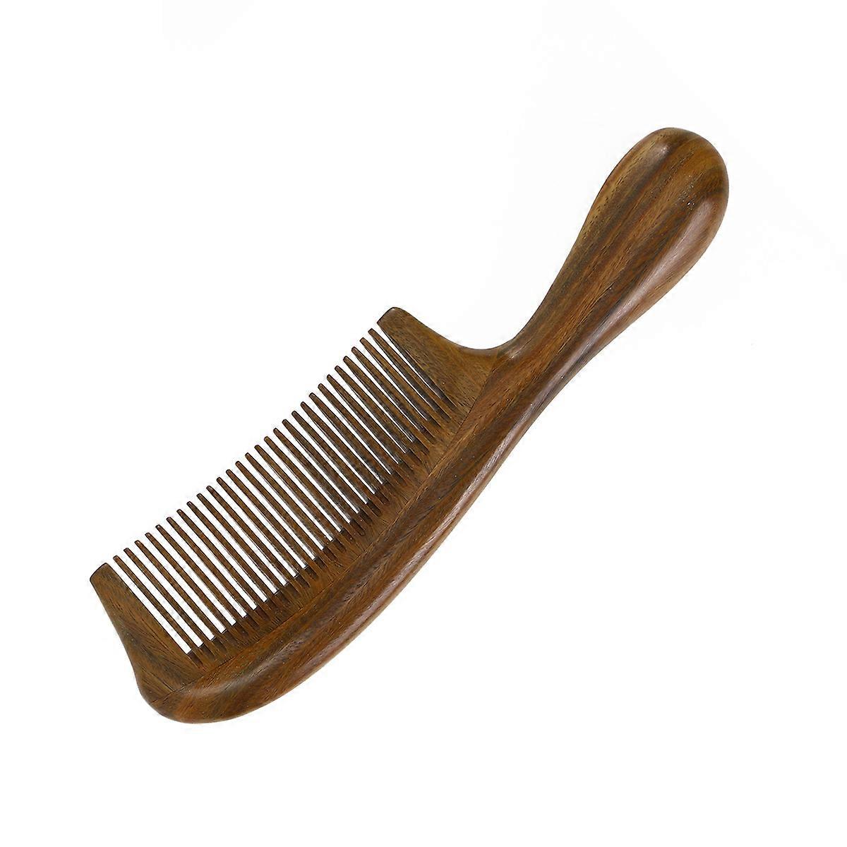 Pente de Cabelo de Sândalo com Cabo Grosso, Dentes Fechados Não Estáticos Pente de Madeira para Massagem no Couro Cabeludo & Cuidados com o Cabelo, Design Portátil Leve para Uso Diário e