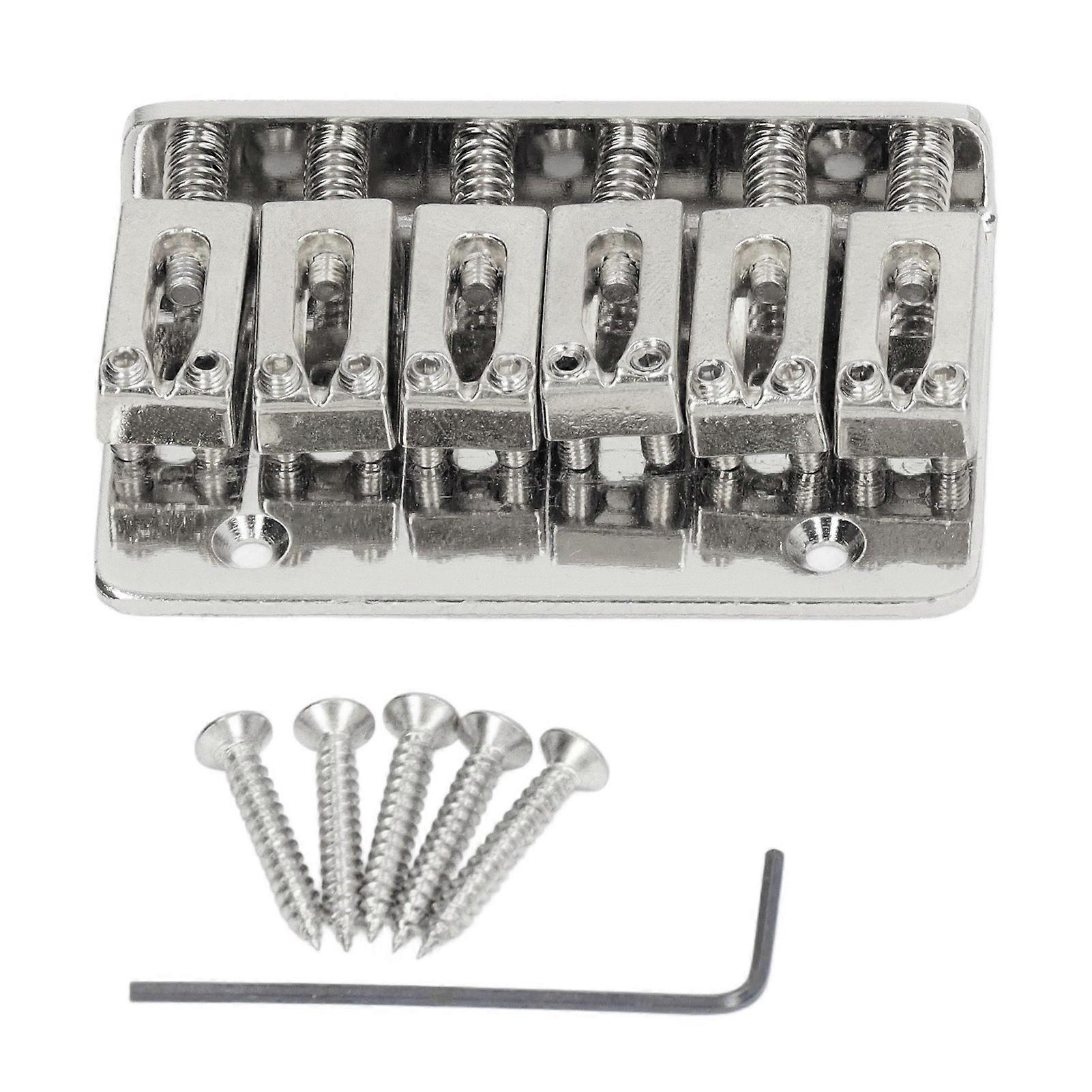 6 String Guitar Fixed Saddle Bridge Hardtail Top Loader Iron Electric Guitar Saddle Bridge Replacement Silver