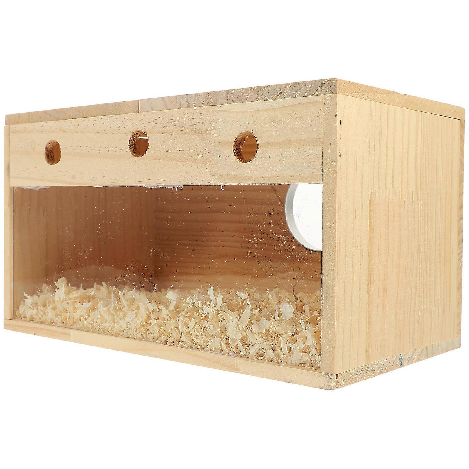Wooden Parakeet Nesting Box – Transparent Breeding & Resting Bird Nest for Budgies and Cockatiels with Warm, Natural Design for Indoor Use