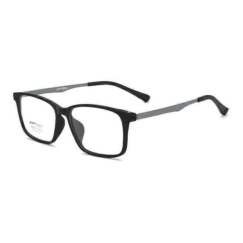Blue light blocking rectangular reading glasses made of metal (Color: GrayClear, Size: 300)