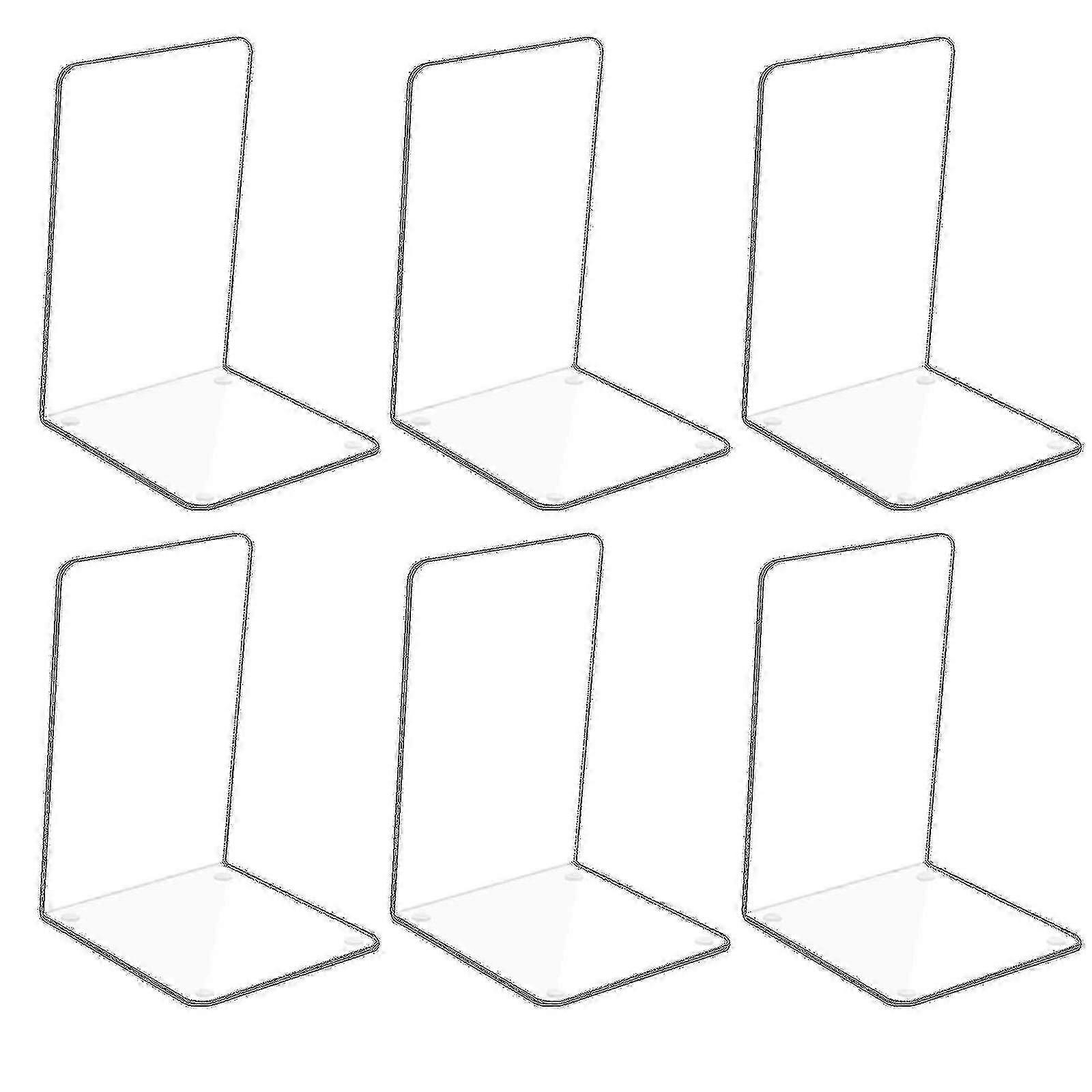 滑り止めステッカー付き6pcs透明アクリルブックエンド、寝室、図書館、オフィス、学校、デスクオーガナイザーハイウェイのブックエンド