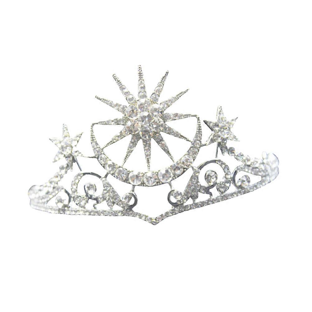Shiny Rhinestone Hair Crown for Women Beautiful and Safe Alloy Headwear for Decoration Silver