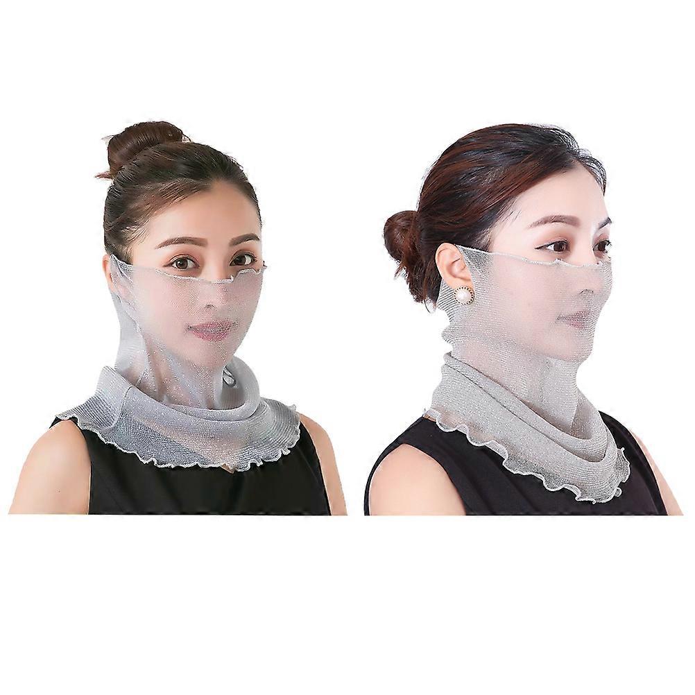 Multi-Functional Headwear Neck Cover For Women Square Protection Light Grey 40x28cm 2Set