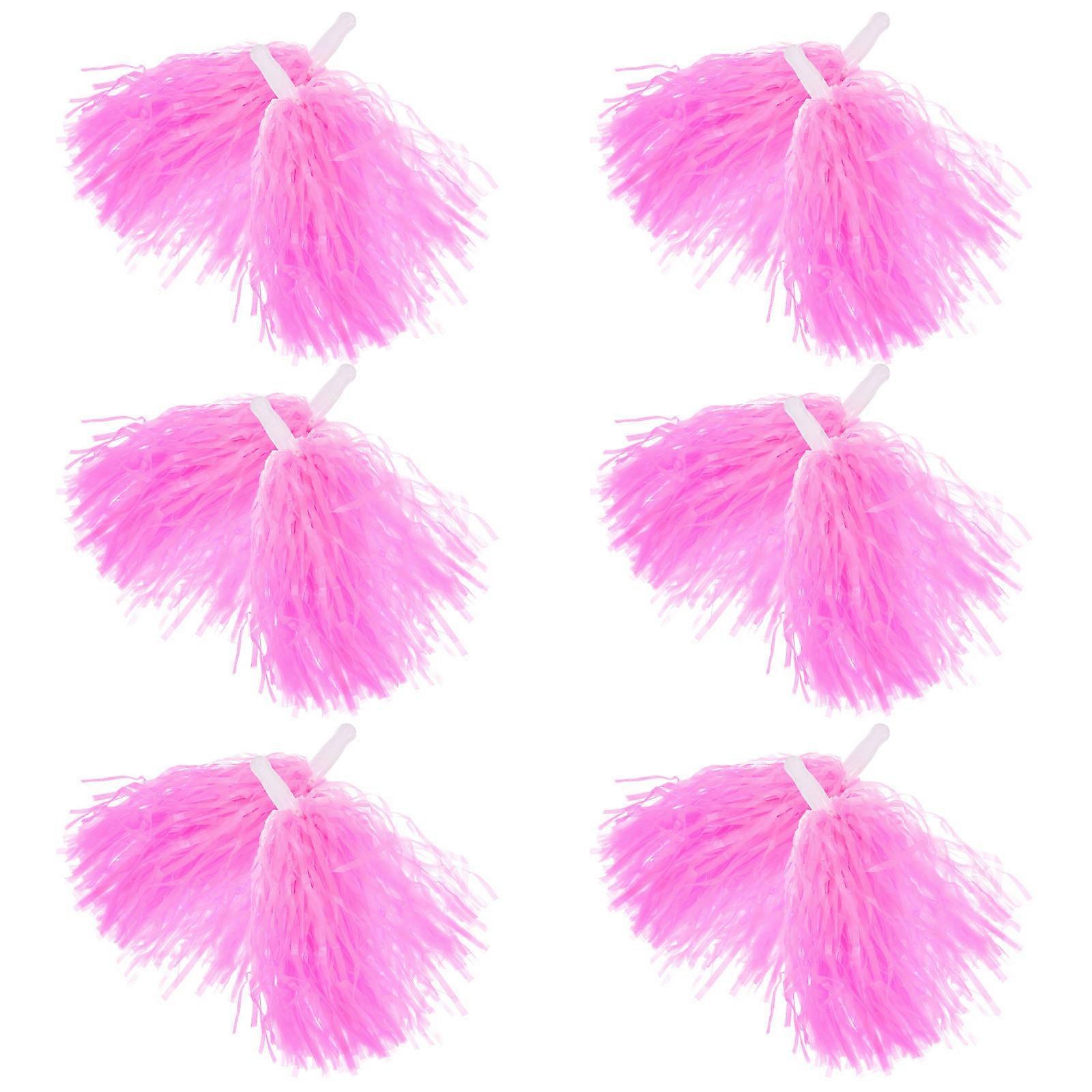 12pcs Pink Plastic Cheering Poms with Shiny Design for Sports Games Dance and Decor Use