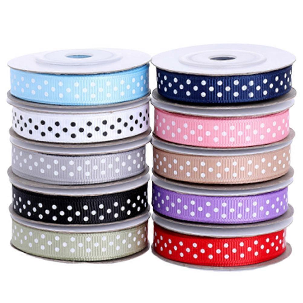 Crafting Ribbon Dotted Pattern Ribbed For Gift Wrapping Diy Shop Festive Assorted Color 10 Rolls
