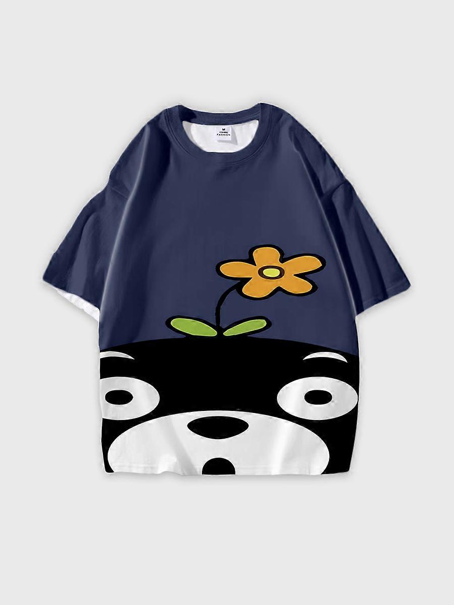 T-shirt girocollo Cartoon Role Pattern manica corta sciolta D1813