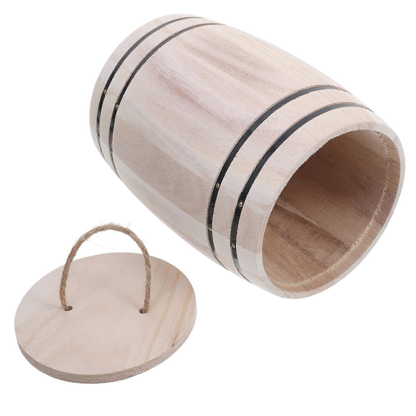 1 Stück Holzfass Stift Container Schreibtisch Organizer Halter für Kaffeebohnentee kleine Gegenstände Holzfarbe