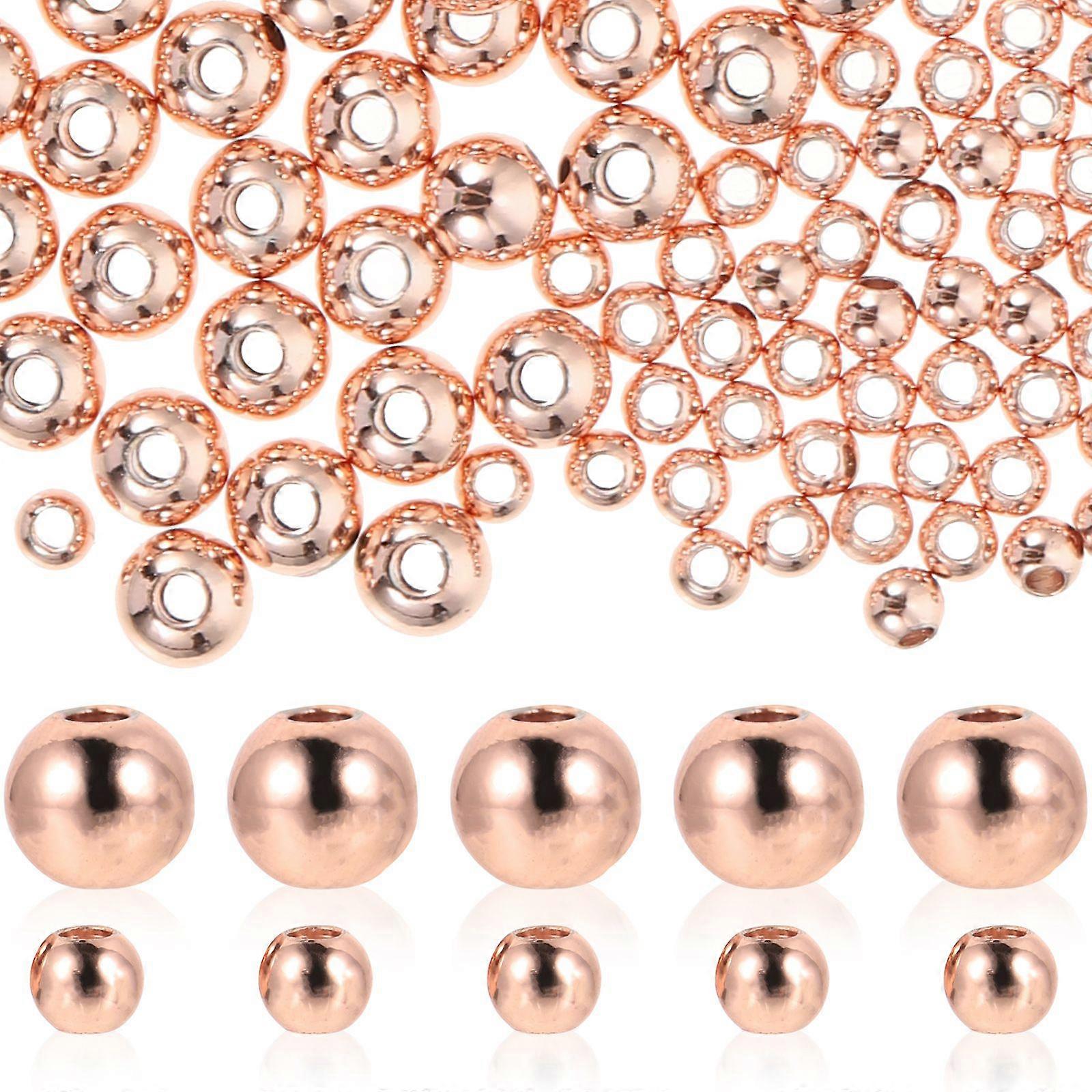 200pcs DIY Copper Beads Smooth Round Bracelets  Spacer Beads Seamless Loose Beads