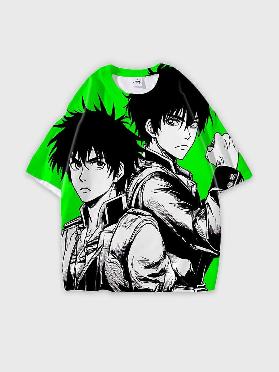 T-shirt round neck Character Pattern loose short sleeve P1010