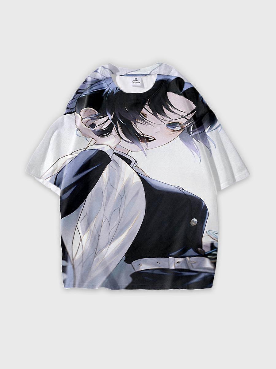 T-shirt round neck Character Pattern loose short sleeve P524