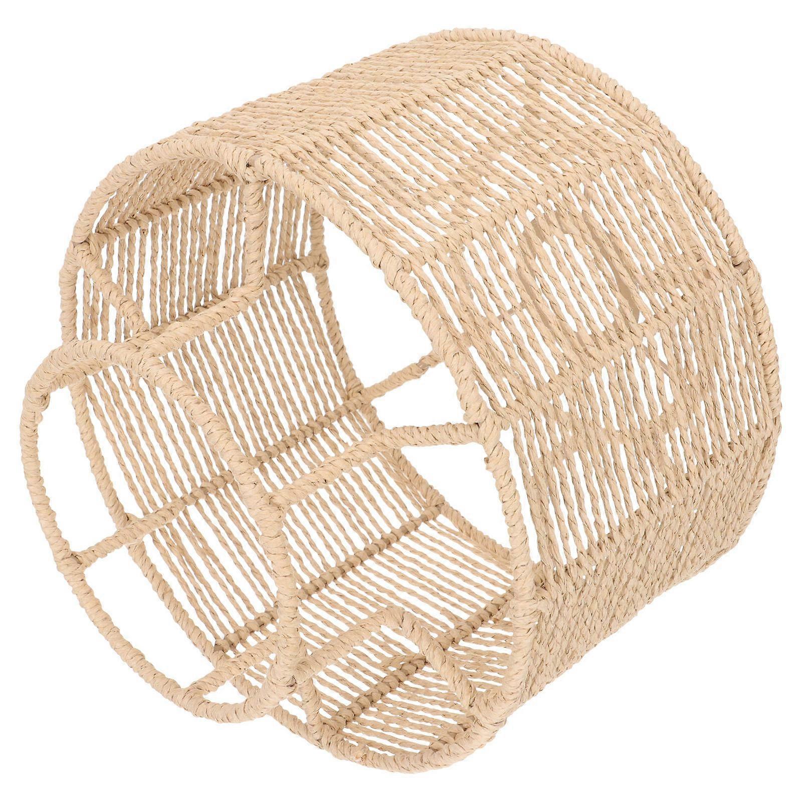 Light Brown Retro Style Drum Lampshade for Indoor Home Use Durable Paper Rope and Iron 10.5 Inch