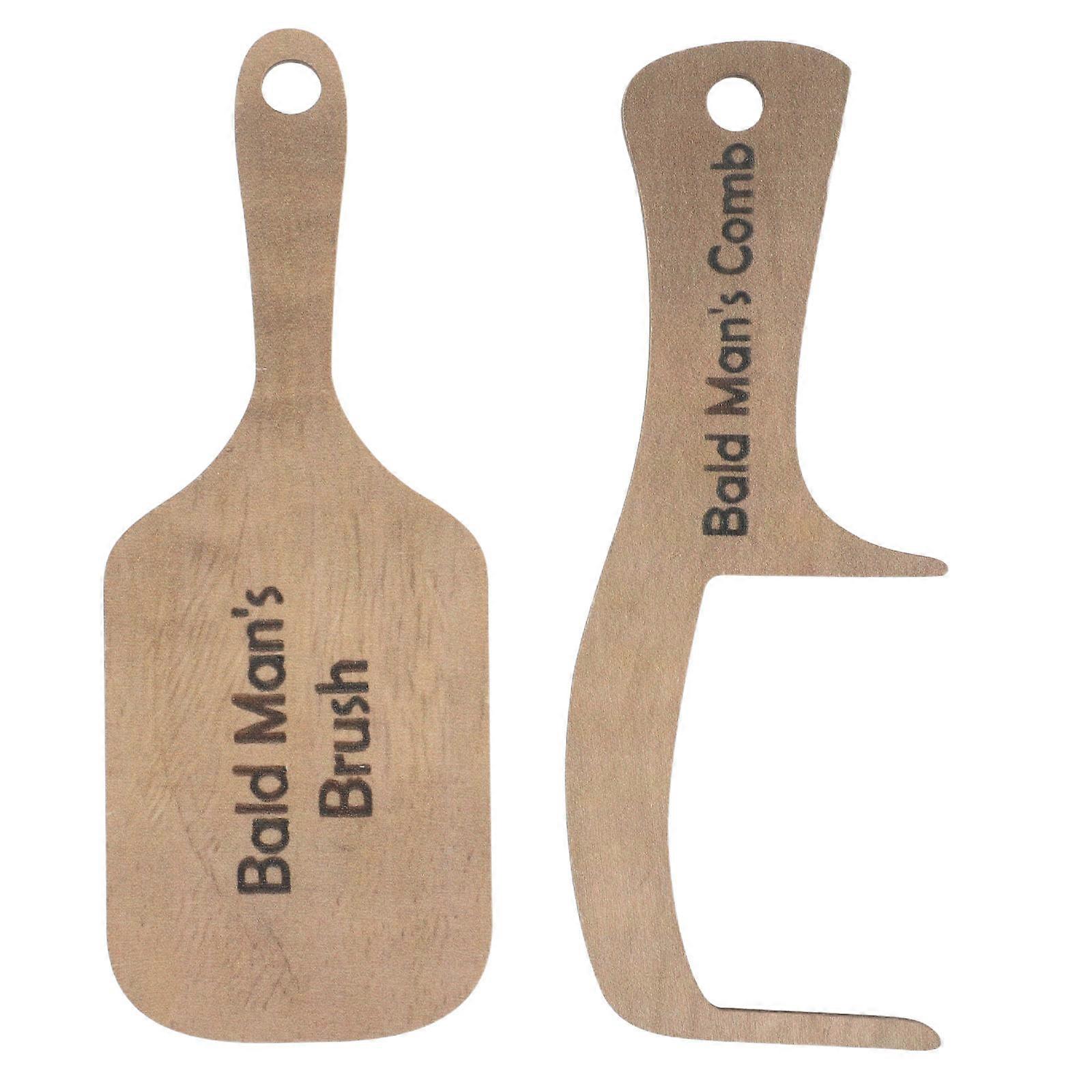 Funny Bald Man Wooden Hairbrush Set Humorous Grooming Tool for Sensitive Scalps, Great for Parties, Birthdays, and Family Events