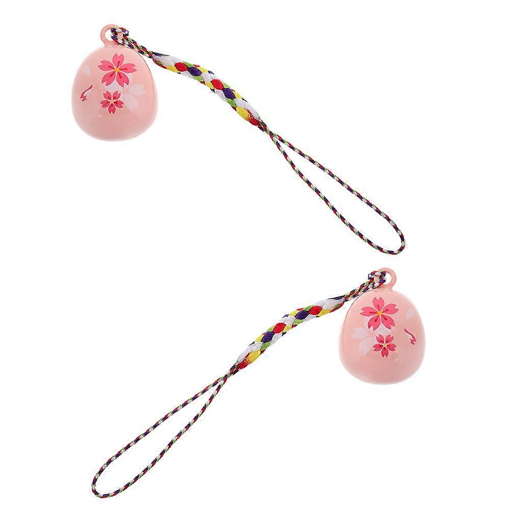 Hanging Pendant Small Ornament Office Decoration Pink Bell Charms Fully Enclosed Painted Decorative Item 2Pcs