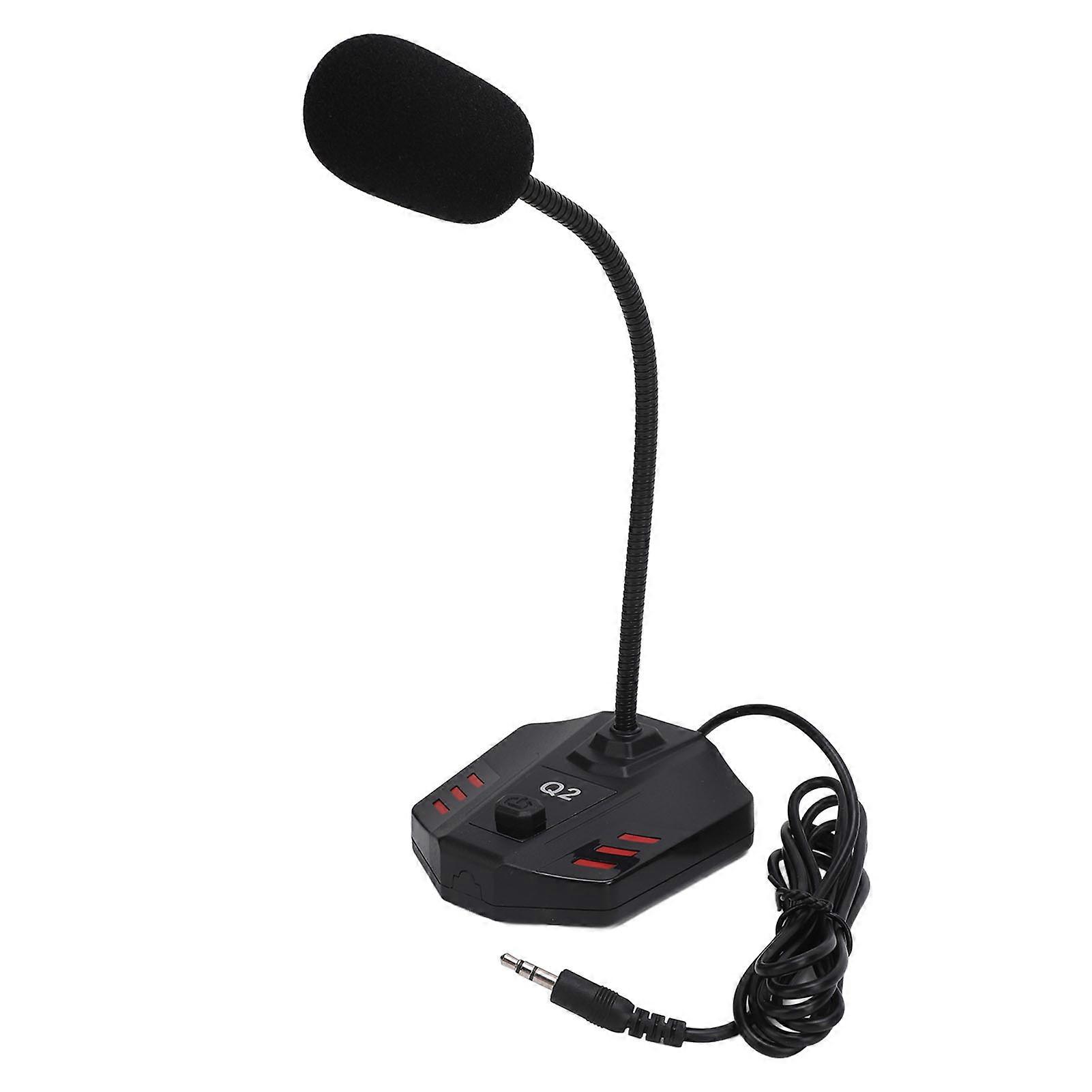 Desktop Microphone Gooseneck High Sensitivity Adjustable Angle Touch Button PC Laptop Mic