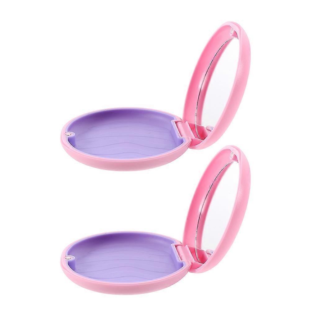 2PCS Travel Retainer Holder Portable Denture Case with Mirror Slim Retainer Storage Box Orthodontic Braces Box for Travel and Household Use
