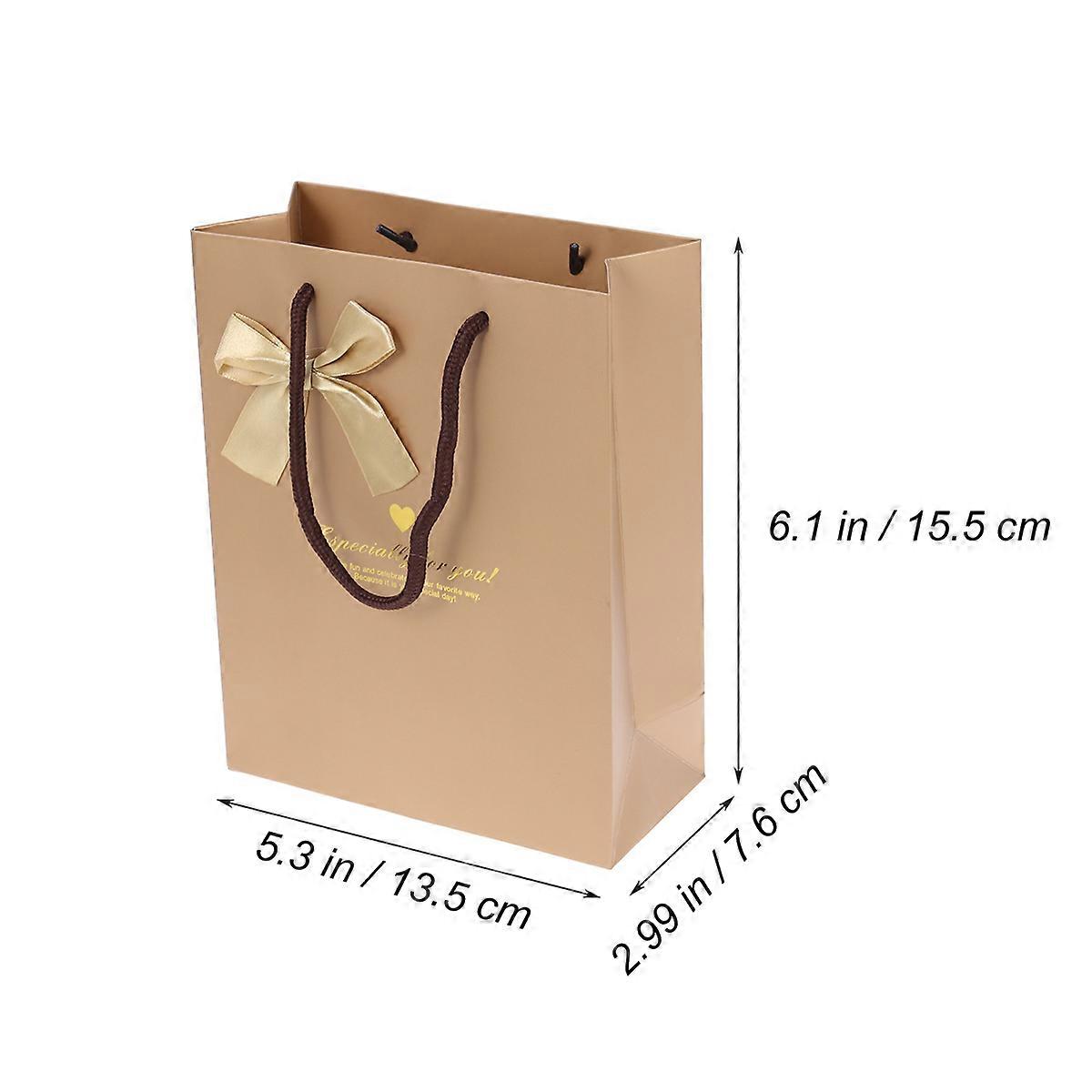 5 Premium Golden Paper Gift Bags with Handles for Storage Use Size S