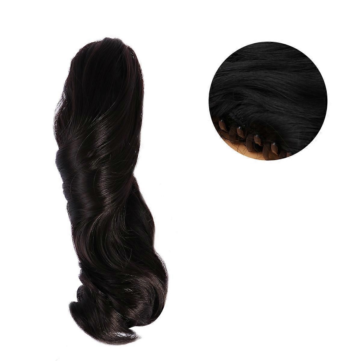 Fluffy Short Messy Curls Ponytail with Claw Clip for Easy Use Black High Temperature Fiber