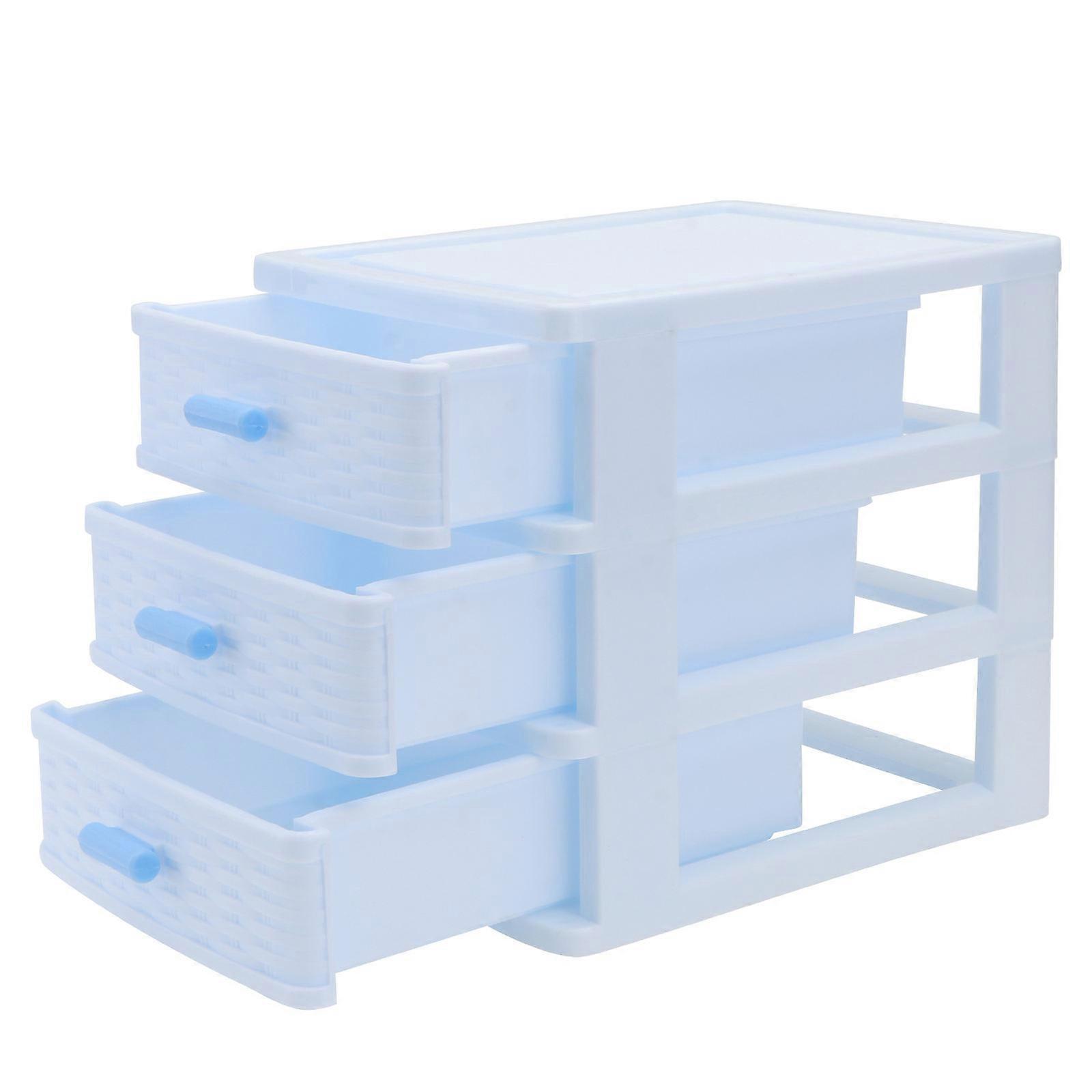 Blue Plastic Desktop Storage Box for WearResistant Organization and SpaceSaving Use 7.5"x4.3" "