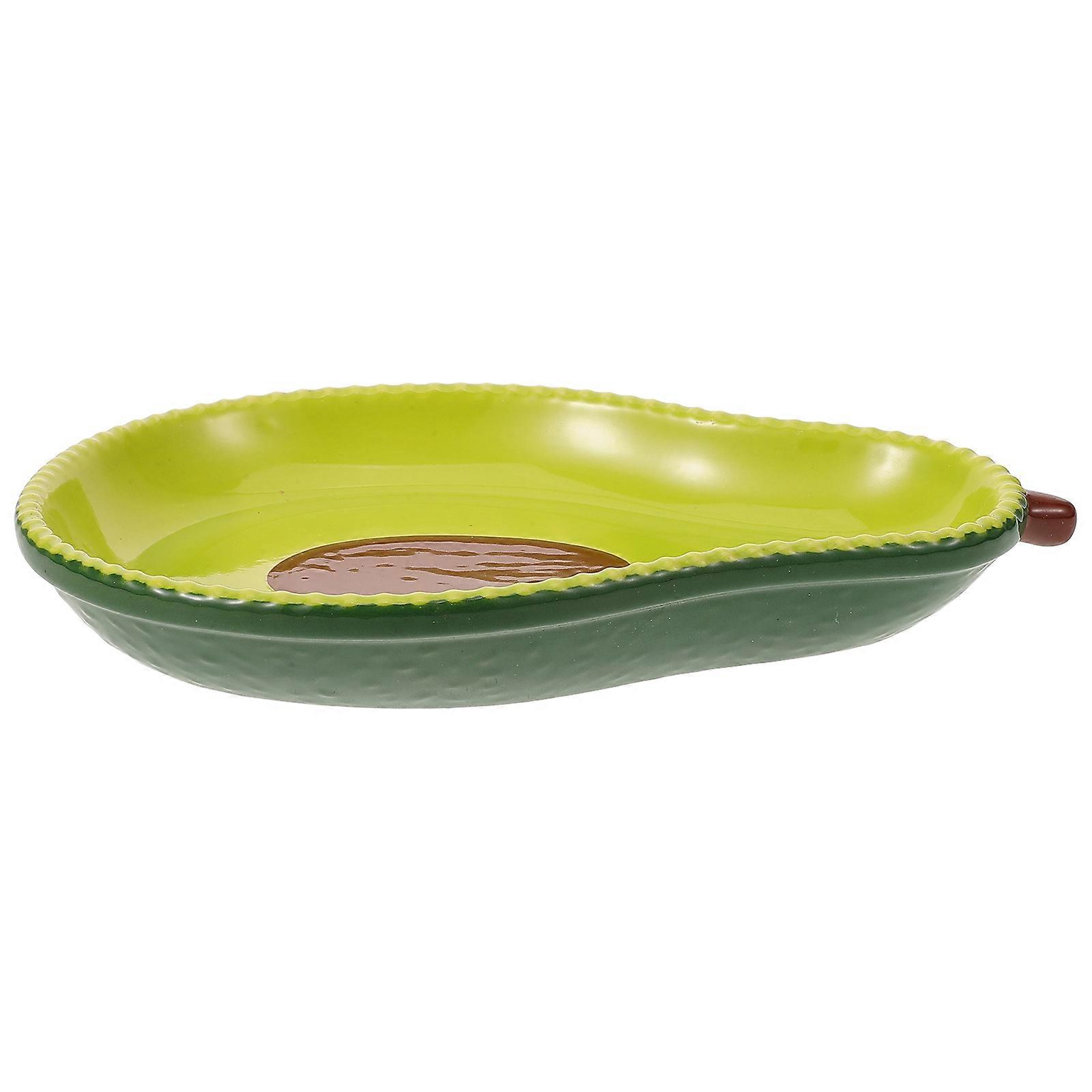 Light Green Ceramic Dessert Plate Avocado Themed For Indoor And Outdoor Use Versatile 1Set