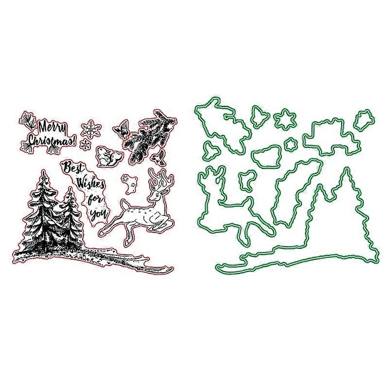Merry Christmas Deer Dies and Clear Scrapbooking Stamp Set