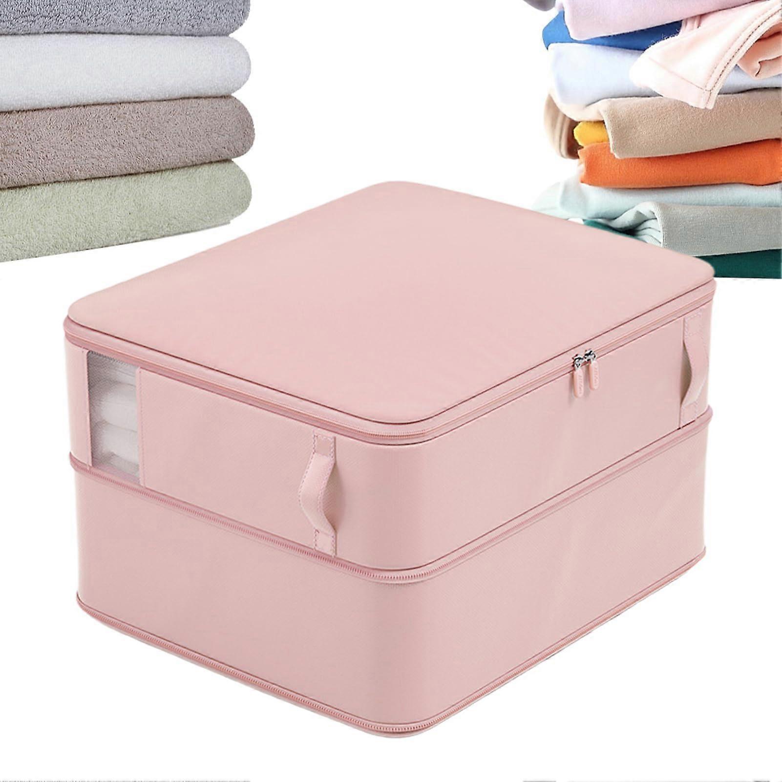 Blanket Storage Bags Compression Bags for Blankets for Wardrobe Storage SpaceSaving Organized Stackable for Bedding Pillowcases Quilts Pink M