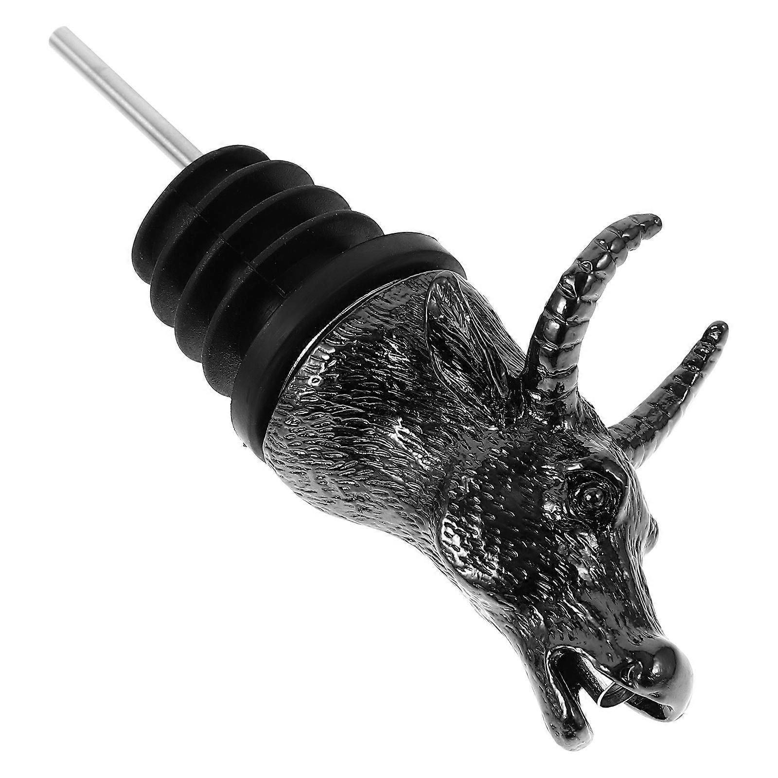 Black Alloy Cow Head Wine Pourer for Home Use Practical and with 2.5 Inch Spout