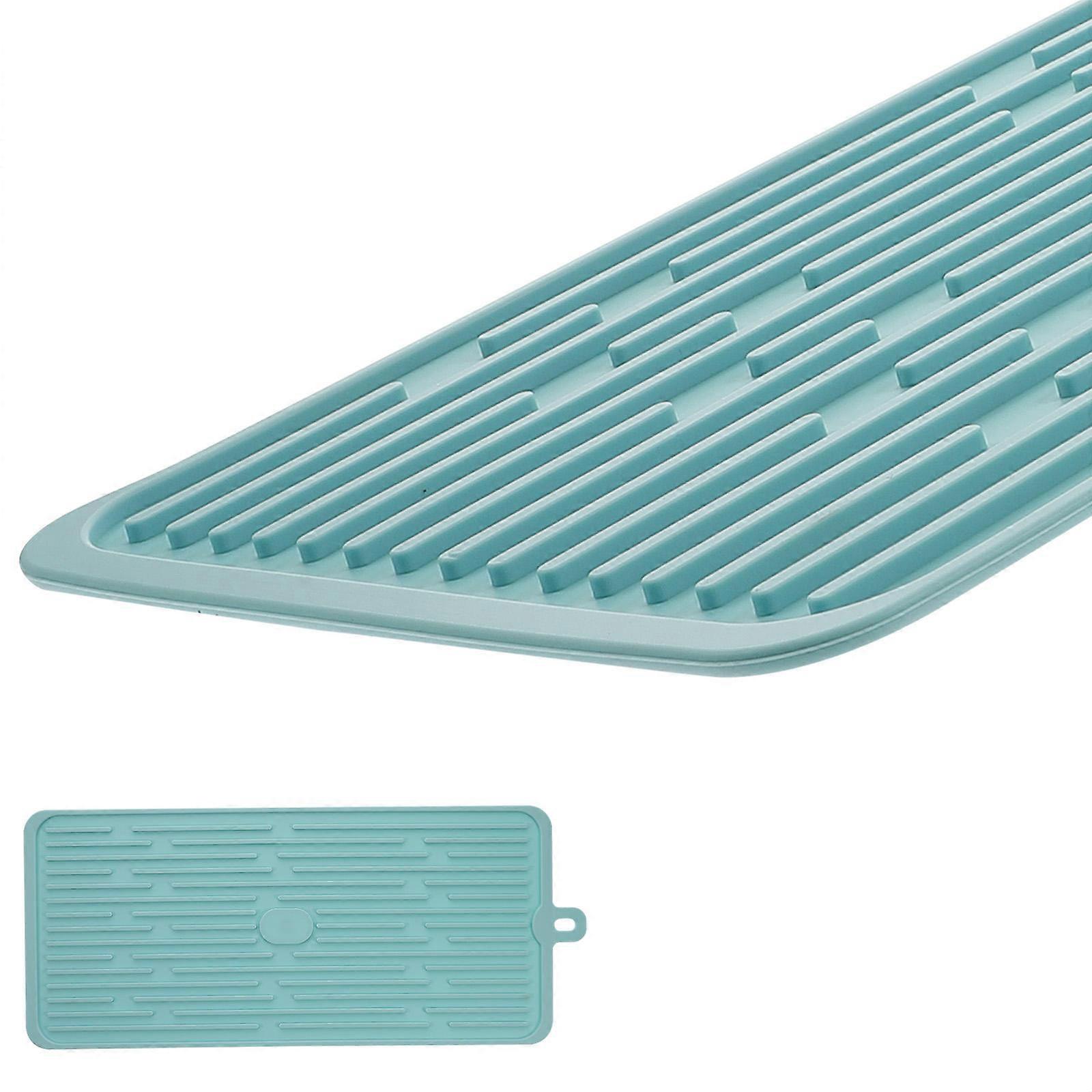 Blue Silicone Dish Drying Mat for Kitchen Use with Non Slip Surface and Water Resistant 12.6 x 8.7 inches