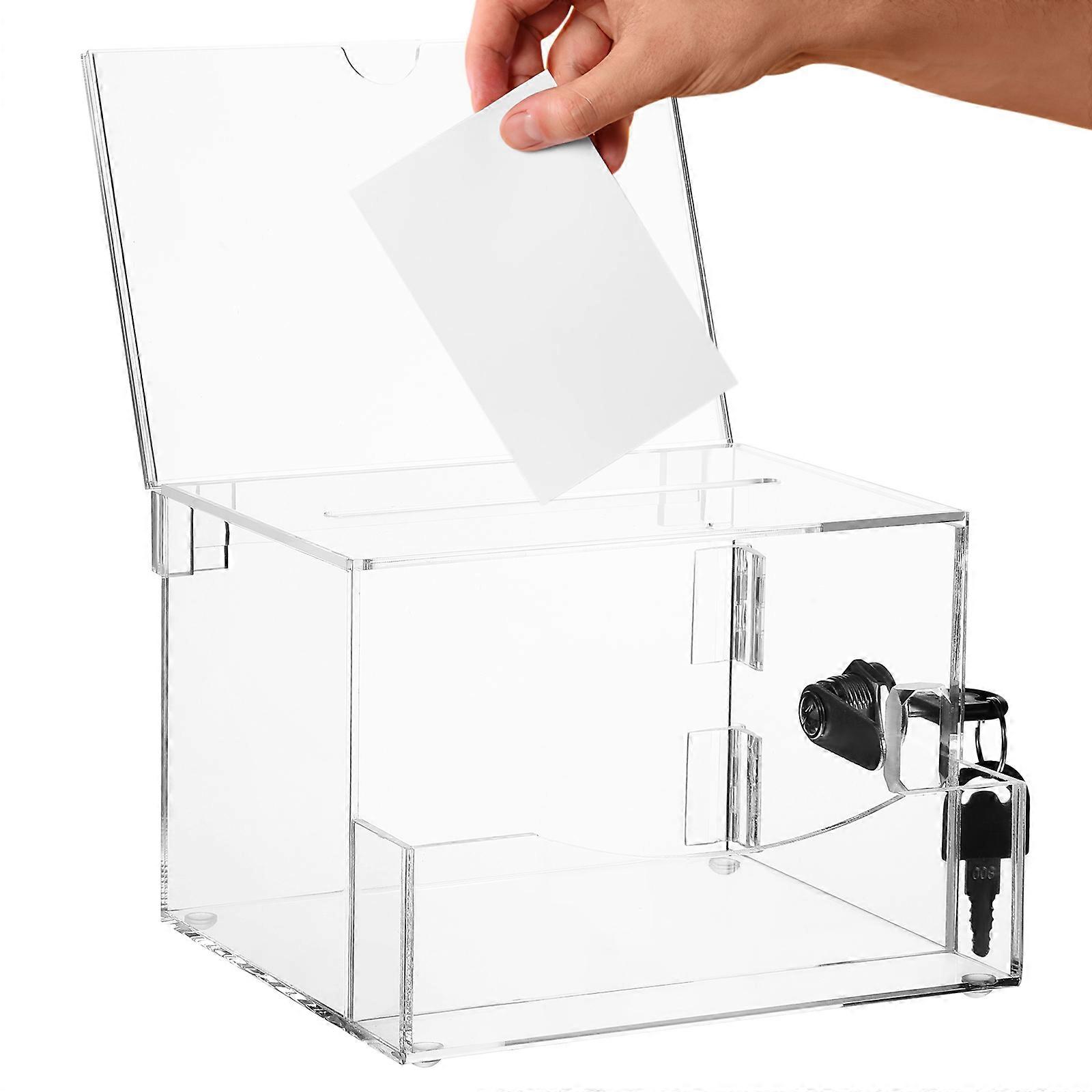 Lockable Clear Donation Box for Charity Events – Fundraising Collection Container with Simple Design