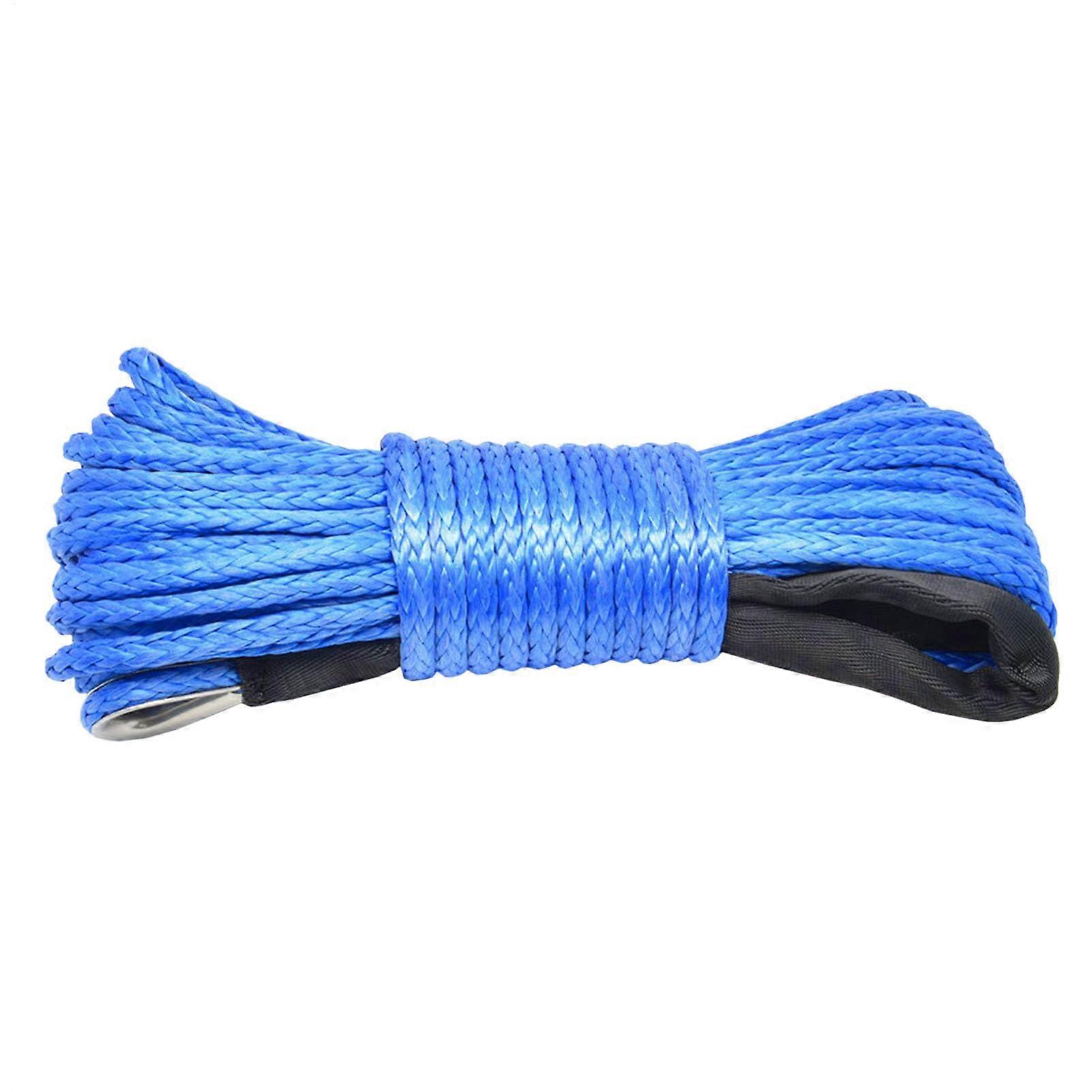 Winch Strap  Synthetic Tow Rope  7700 lbs, Auto Boat Tow Strap, Rescue Wire, Utility Rope, Blue