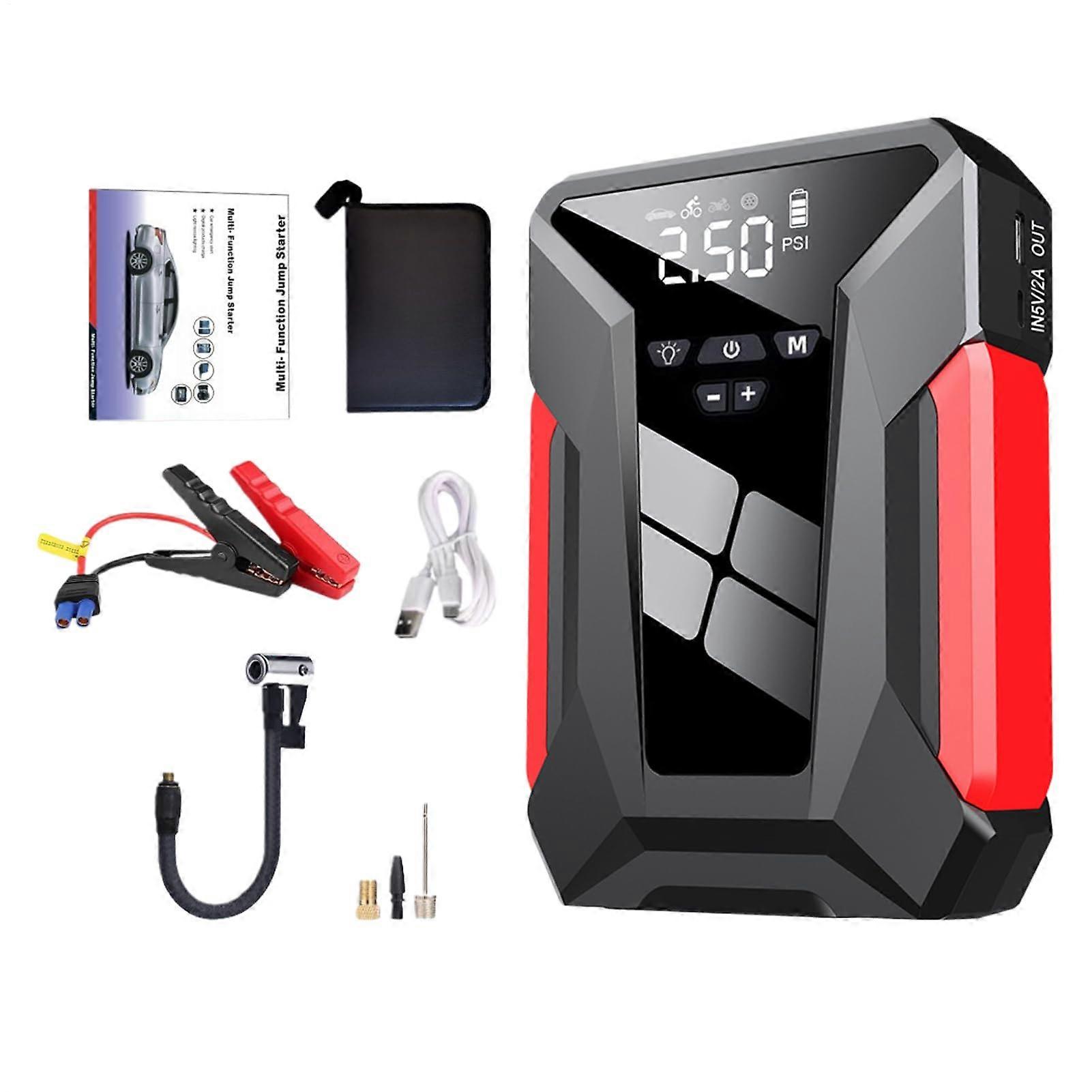 Car Battery Starter with Tire Compressor - Compact 12V Battery Charger for Car and Leisure Use