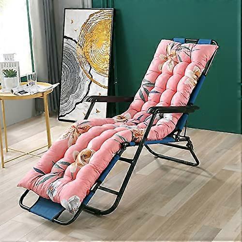 Sun Lounger Patio Chair Cushion Indoor Outdoor Comfortable Durable Pink Flower 53*150cm