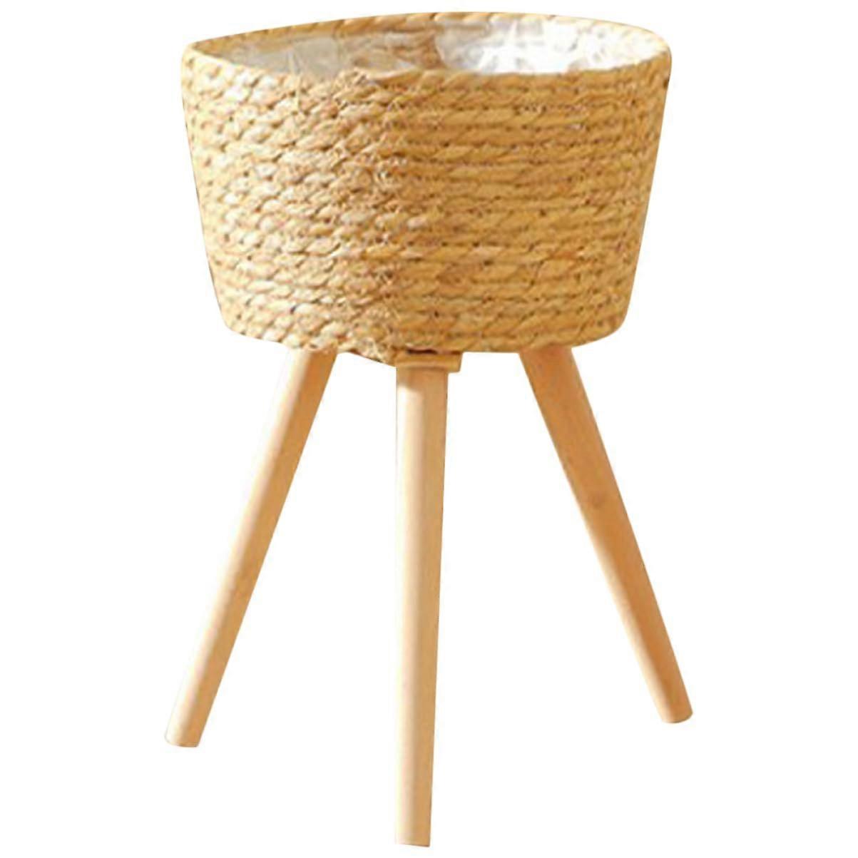 Floor Planter Stand Made Of Wicker And Rattan, Weaving Corner Frame Basket, Potted Plant Stand, 36x24x24CM