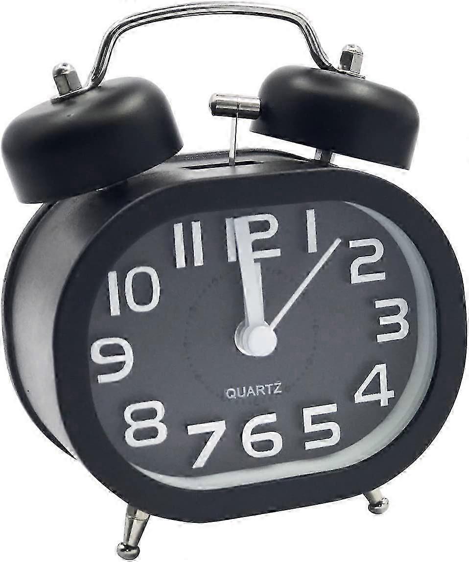 Retro Silent Quartz Alarm Clock, Morning Alarm Clock Travel Bedside Analog Clock Dual Bell Metal