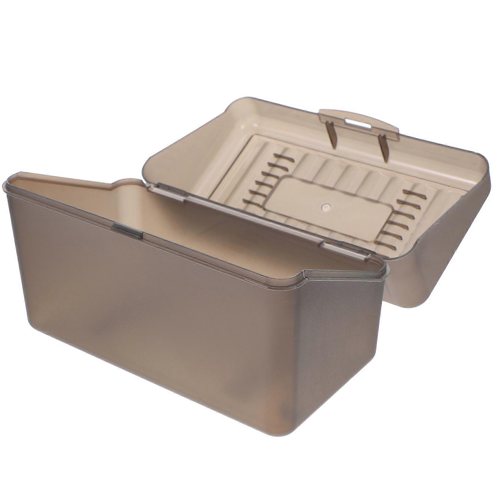 Business Card Holder in Coffee Color Made of PP Material for Office Use with Sleek Design 5.9 x 3.5 x 1.2 Inches