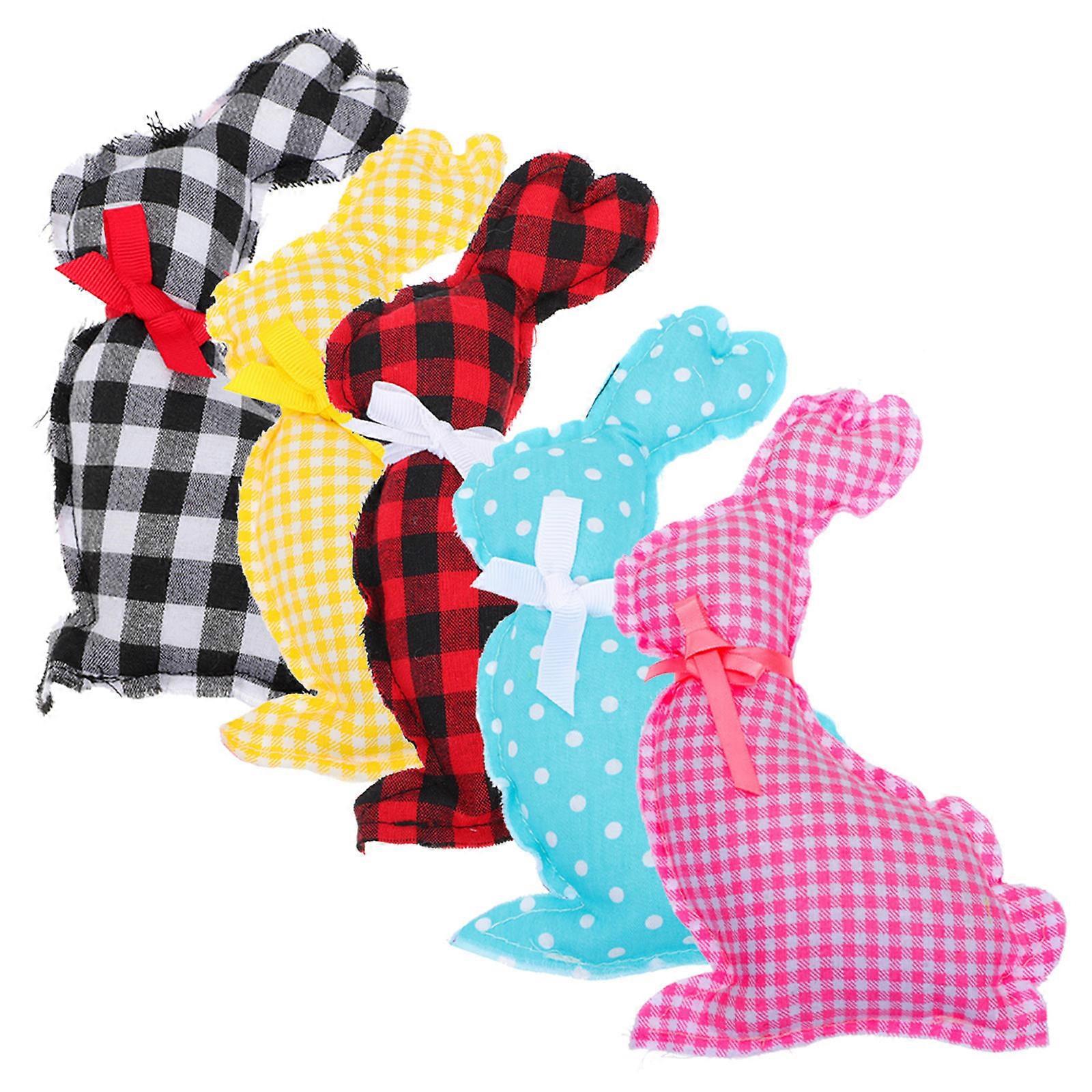Cloth Art Rabbit Figurines 5Pcs For Decorative Bunnies Assorted Decor