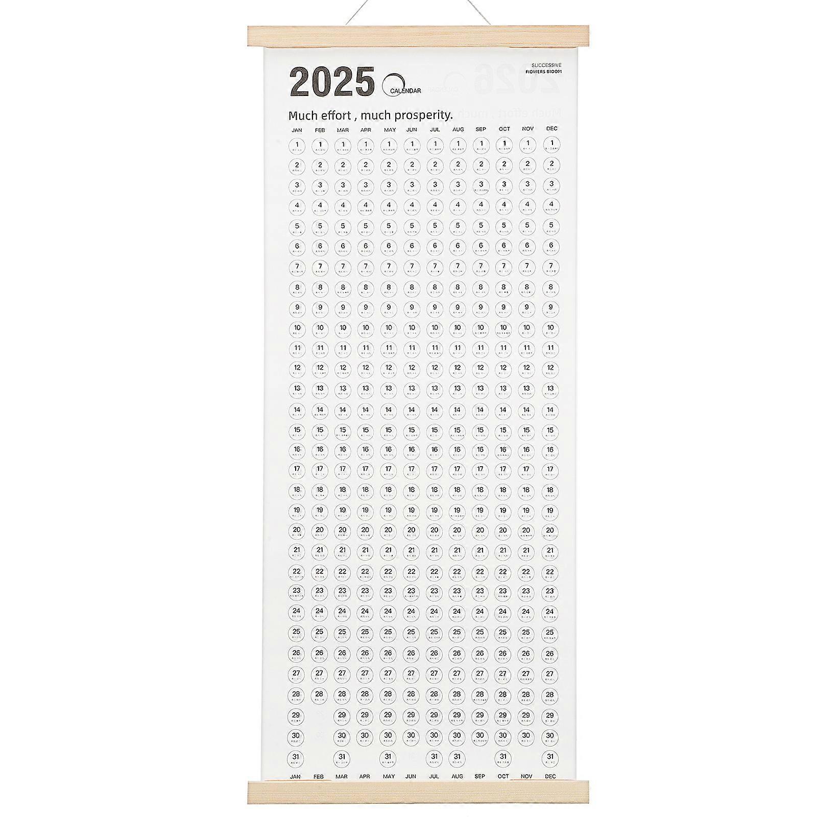 Minimalist Wall Calendar with Wooden Frame Annual Year Planner for Home and Office Use, Monthly Organizer for Scheduling, Date Tracking and Event