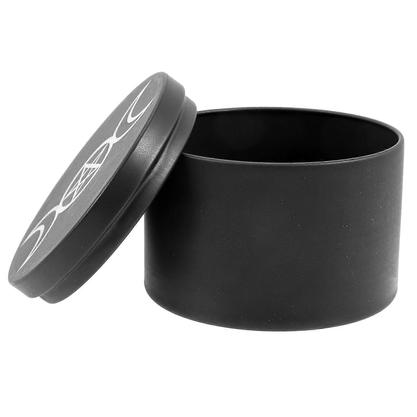 Metal Food Container Round Storage Jar for Loose Tea Candle Beads Made of Iron in Black 1Set