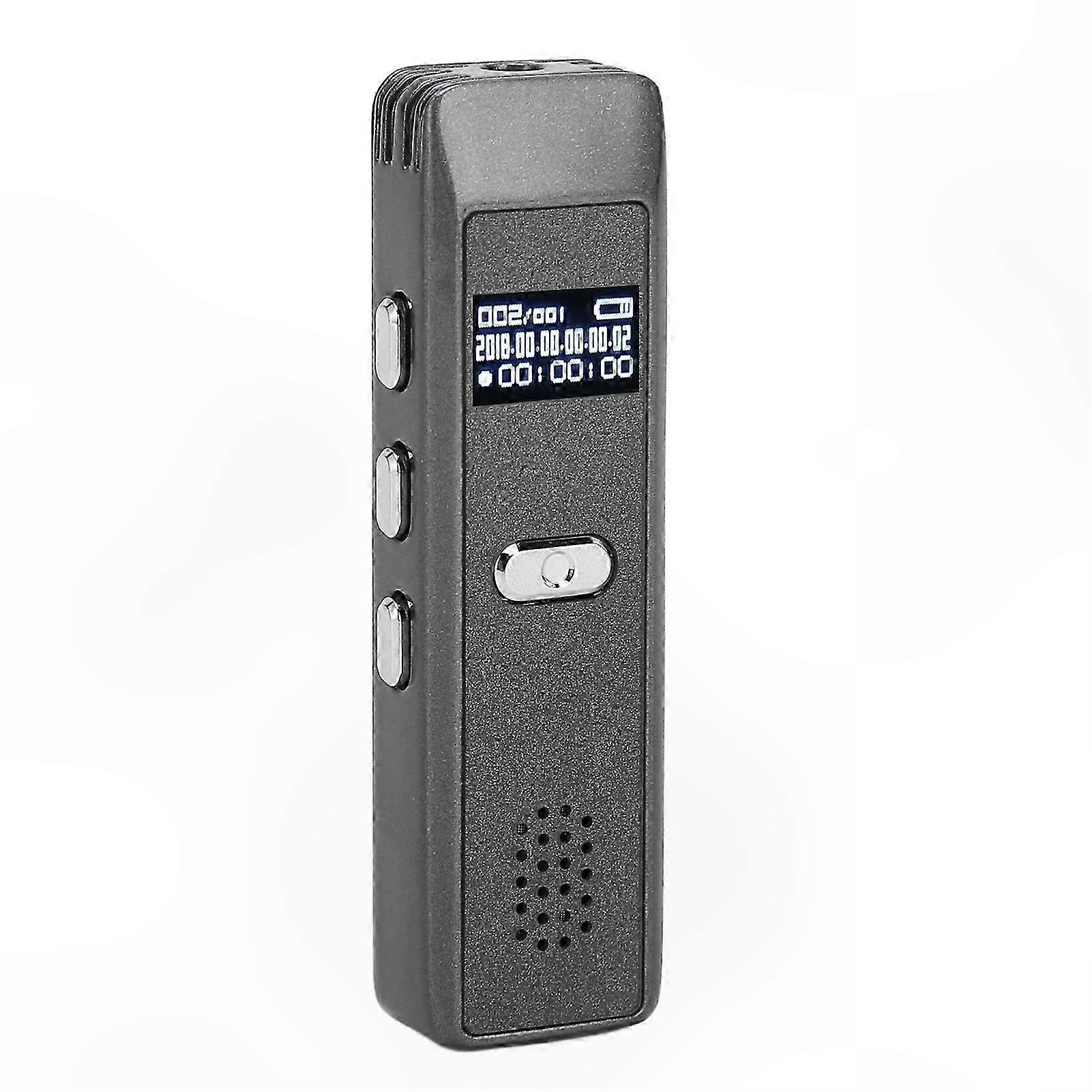 HD Voice Activated Recorder with AI Noise Reduction, 32GB MP3 Player, Mini Portable Design, Gray Mirror Finish