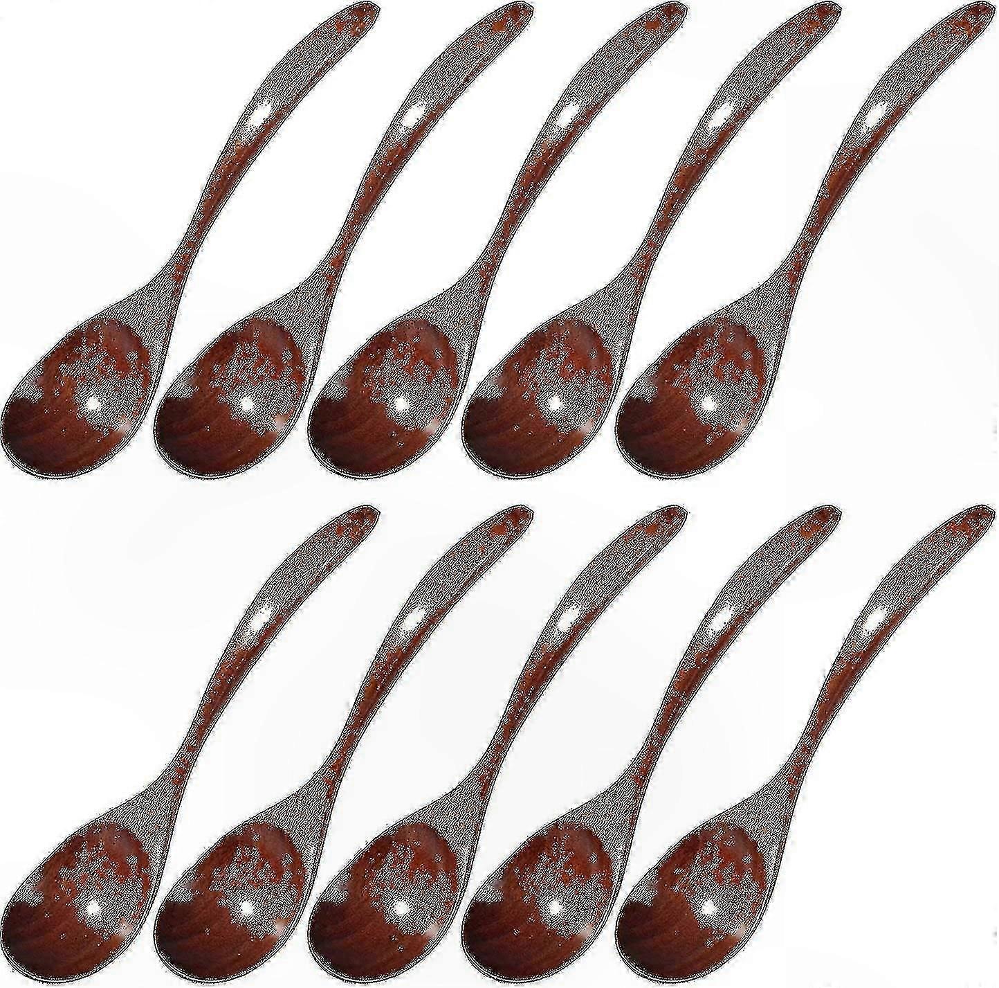 Natural Wooden Spoons, Long Handle for Sugar, Coffee, and Spices, Set of 10
