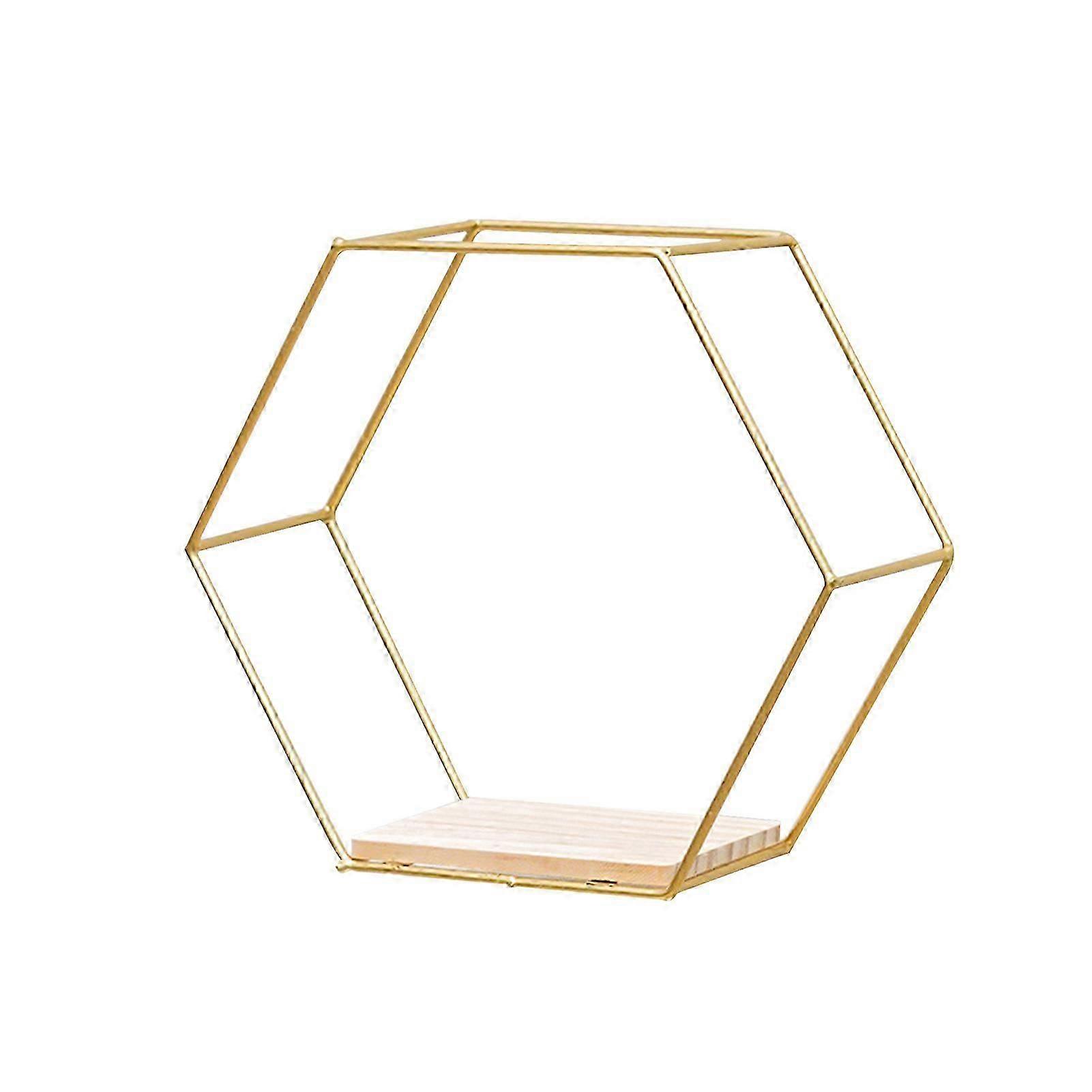 Iron Storage Holder Wall-mounted Multifunctional Nordic Style Geometric Firm Hexagonal Shelf compatible with Home