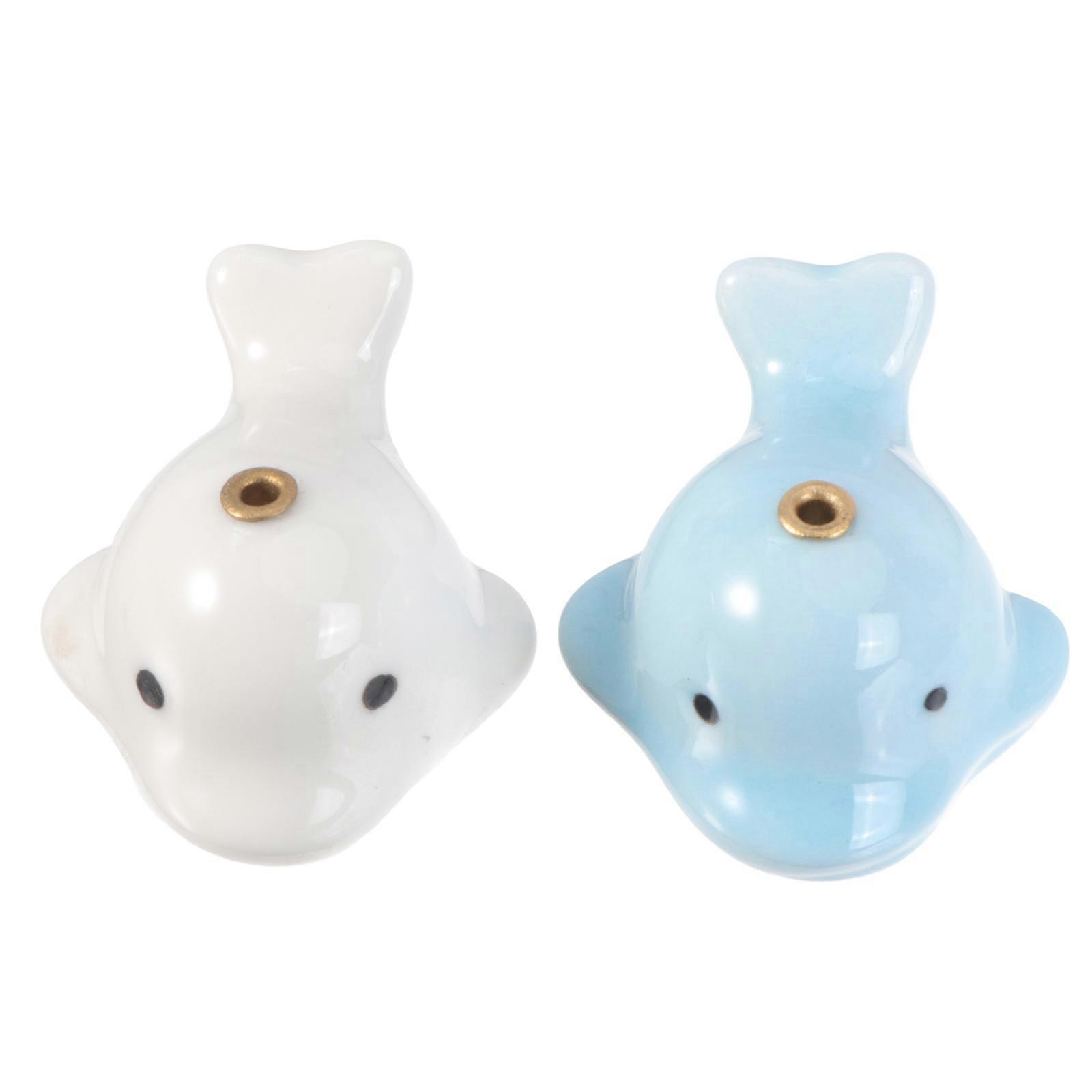 Incense Holder Whale Shaped Desktop Ornaments Ceramic Assorted Color High Temperature Kilned 2Pcs