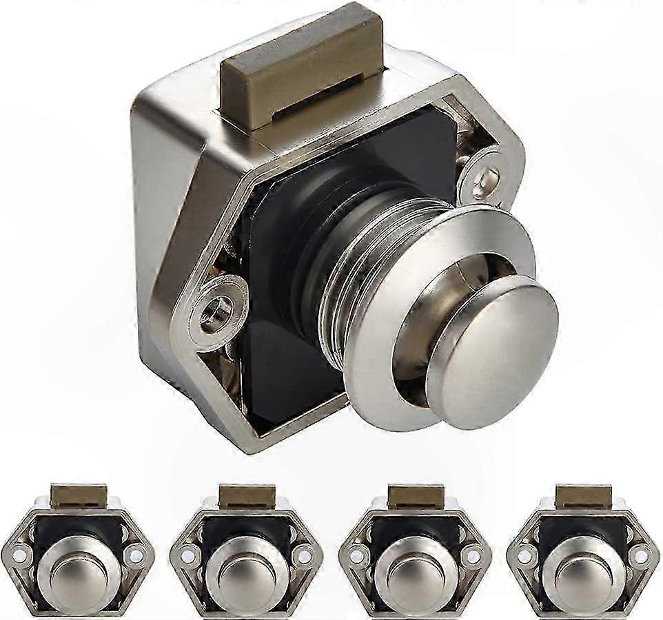 5 Pack Push Button Latch Locks for RV Cabinet Drawer Knobs Keyless Solution
