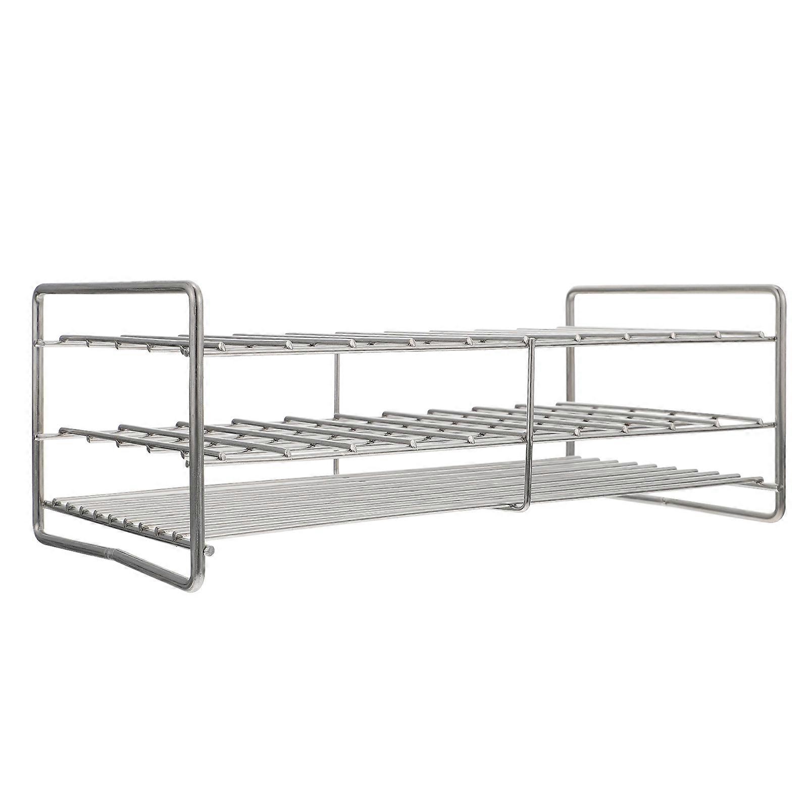 Silver Stainless Steel Test Tube Rack with 50 Holes for Storage Easy to Clean and Disassemble Three