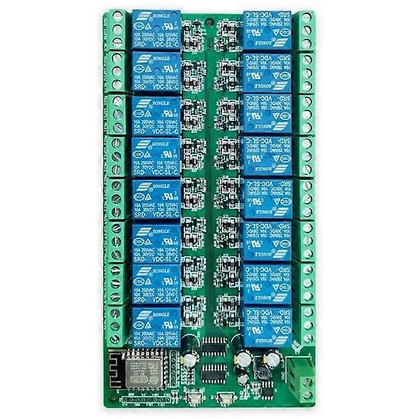 ESP8266 16-Kanal-WiFi-Relaismodul ESP-12F Entwicklungsplatine Netzteil, 16-poliges Relaismodul Netzteil 12V