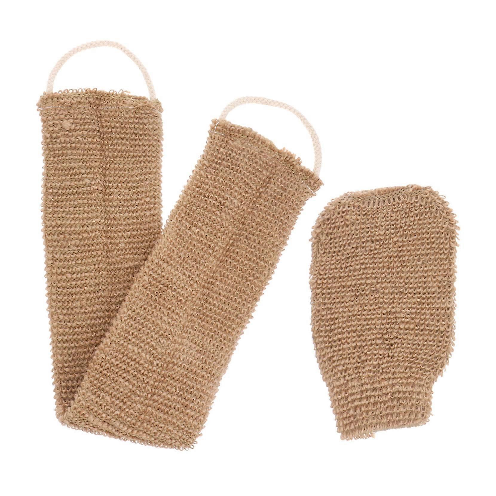 Jute Bath Gloves With Long Straps, Gentle Exfoliating Back Scrubber, 2Pack, Deep Cleansing Bath Spa Tool For Daily Use
