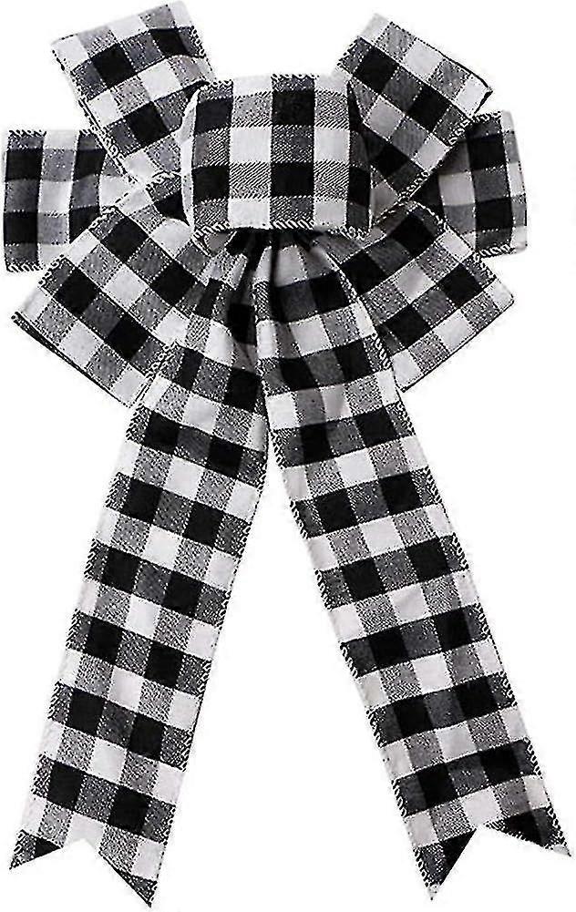 Christmas bow, black and white buffalo check pattern, 15.7×9.4 inches, durable and can be used for a long time