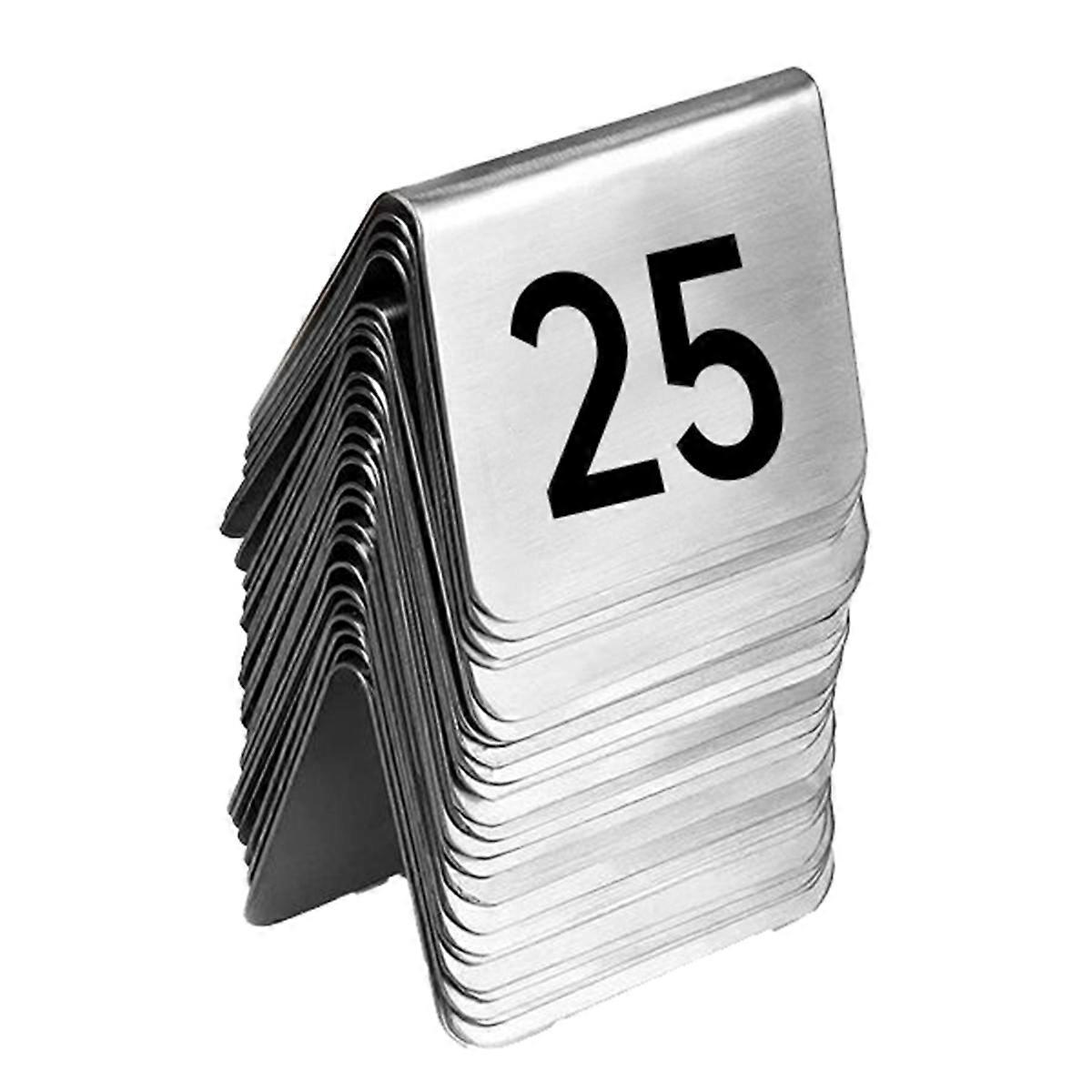 25PCS Restaurant Bar Place Table Marker Tabletop Number Sign Stackable Table Number Cards Double-Side Black Number